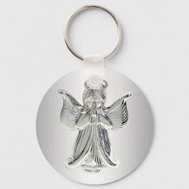 Porte-clés porte - clé d'ange de prière argent (Recto)