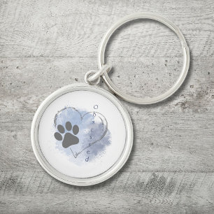 Porte-clés Porte - clé d'aquarelle bleu pâle du coeur observé