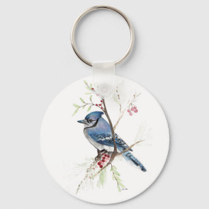 Porte-clés Porte - clé d'aquarelle Blue Jay Bird