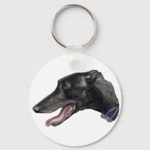 Porte-clés Porte - clé d'art de chien "de Gryhound noir"
