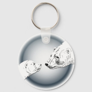 Porte-clés Porte - clé d'art de l'ours polaire et de l'ours P