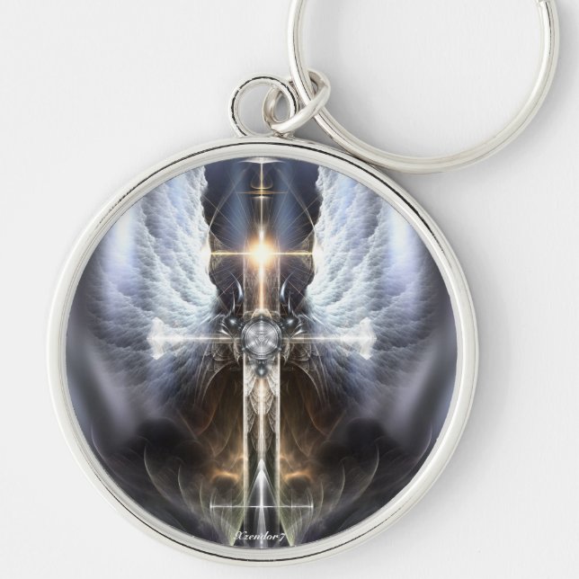Porte-clés Porte - clé d'art fractal Heavenel Wing Cross (Devant)