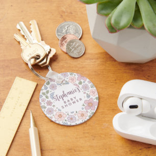 Porte-clés Porte - clé de Baby shower floral Ditsy personnali