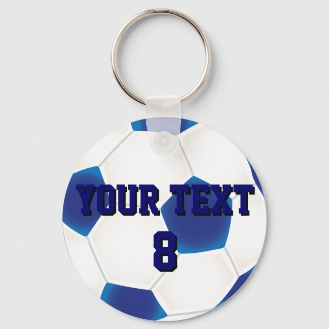 Porte-clés Porte - clé de balle de football bleu personnalisé (Recto)