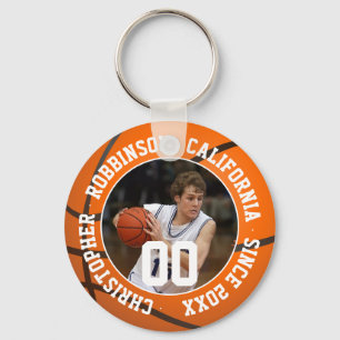 Porte-clés Porte - clé de basket-ball avec info photo et joue