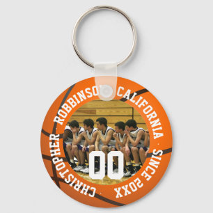 Porte-clés Porte - clé de basket-ball avec photo d'équipe