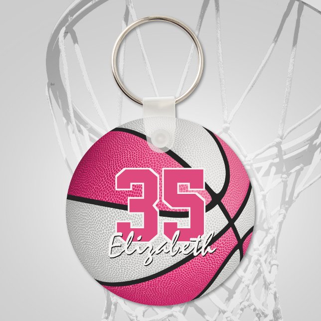 Porte-clés porte - clé de basket-ball personnalisé rose girly (Créateur téléchargé)