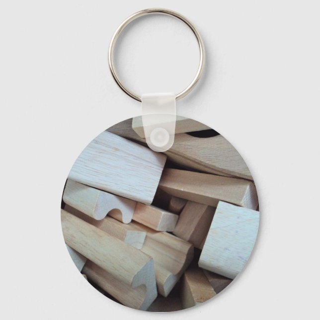 Porte-clés Porte - clé de blocs de construction en bois (Recto)