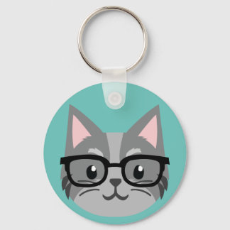 Porte-clés Porte - clé de bouton personnalisé - gris chat int
