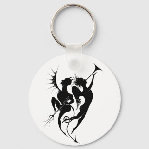 Porte-clés Porte - clé de boutons Angel et Devil Silhouette
