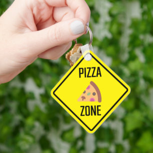 Porte-clés Porte - clé de Carré métallique Pizza Zone