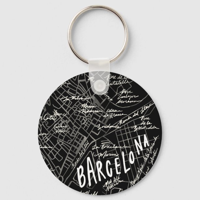 Porte-clés Porte - clé de carte de Barcelone Espagne (Recto)