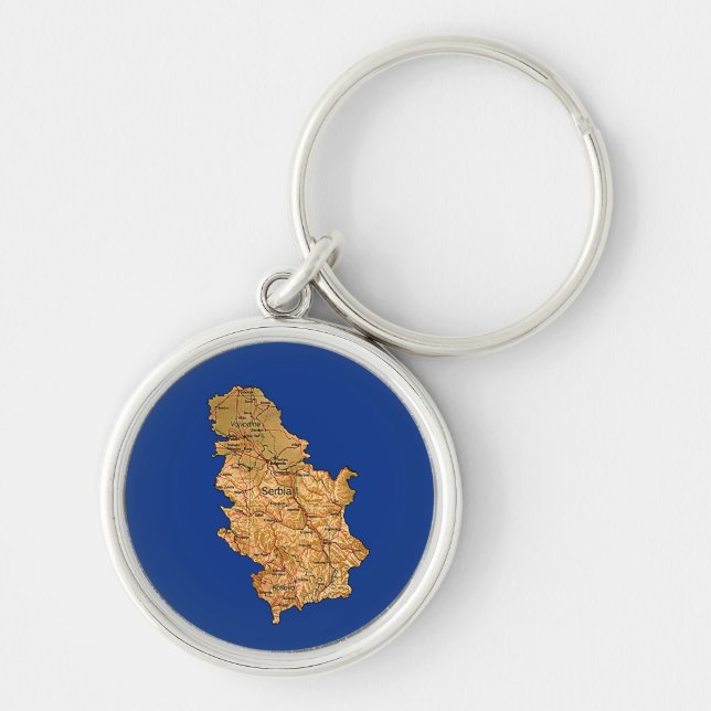 Porte-clés Porte - clé de carte de la Serbie (Devant)