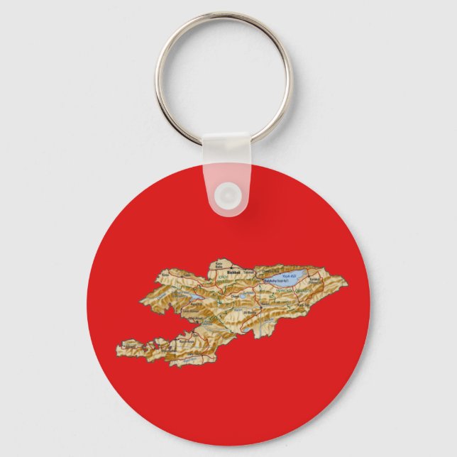 Porte-clés Porte - clé de carte du Kirghizistan (Recto)