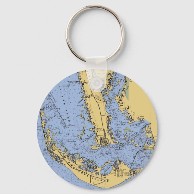 Porte-clés Porte - clé de cartes marines de Sanibel Island Fl (Recto)