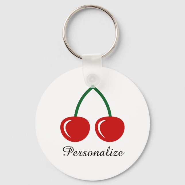 Porte-clés Porte - clé de cerisier rouge avec nom personnalis (Recto)