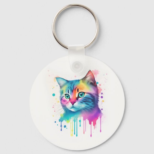 Porte-clés Porte - clé de chat coloré (Recto)