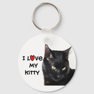 Porte-clés Porte - clé de chat noir "J'aime mon Kitty