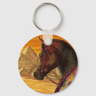 Porte-clés Porte - clé de cheval arabe rouge et or