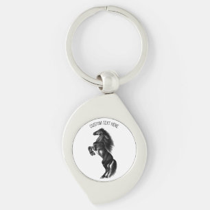 Porte-clés Porte - clé de cheval noir personnalisé avec texte