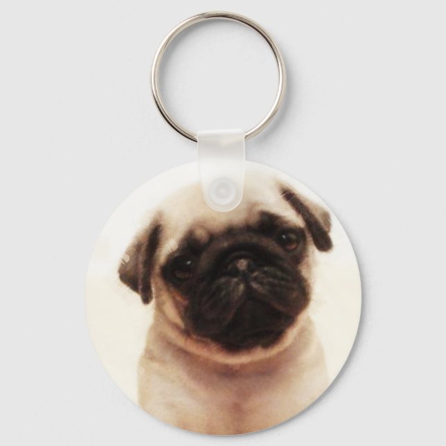 Porte-clés porte - clé de chiot carlin (Recto)