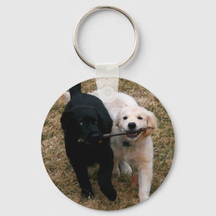 Porte-clés Porte - clé de chiots noirs et blancs