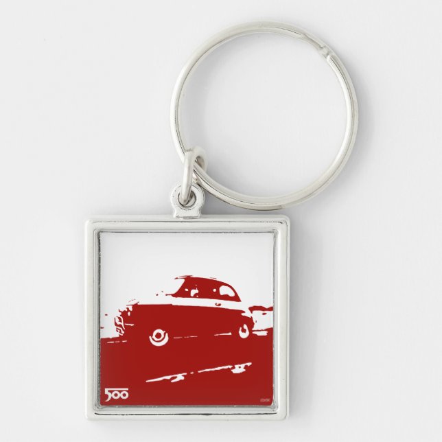 Porte-clés Porte - clé de classique de Fiat 500 - rouge sur (Devant)