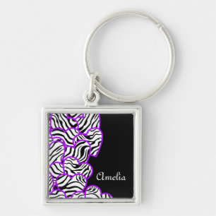 Porte-clés Porte - clé de coeur de Zebra violet