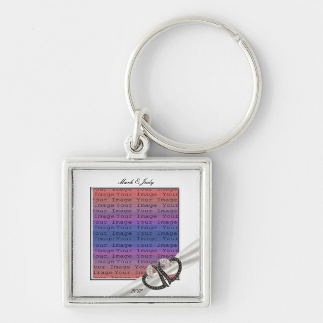 Porte-clés Porte - clé de Coeurs Diamants Noir & Blanc (Devant)