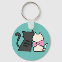 porte - clé de couple de chat mignon