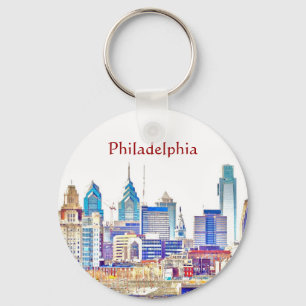Porte-clés Porte - clé de croquis de couleur de Philadelphie