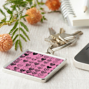 Porte-clés Porte - clé de dessin adorable Black Heart Scribbl