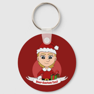 Porte-clés Porte - clé de dessin animé de la fille de Noël