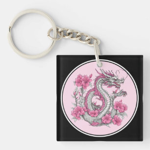 Porte-clés Porte - clé de dragon de fleurs