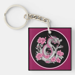 Porte-clés Porte - clé de dragon de fleurs