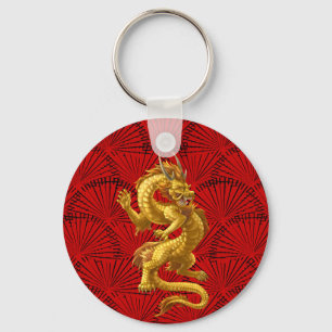 Porte-clés Porte - clé de dragon d'or chinois