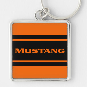 Porte-clés Porte - clé de emballage noir orange de mustang d