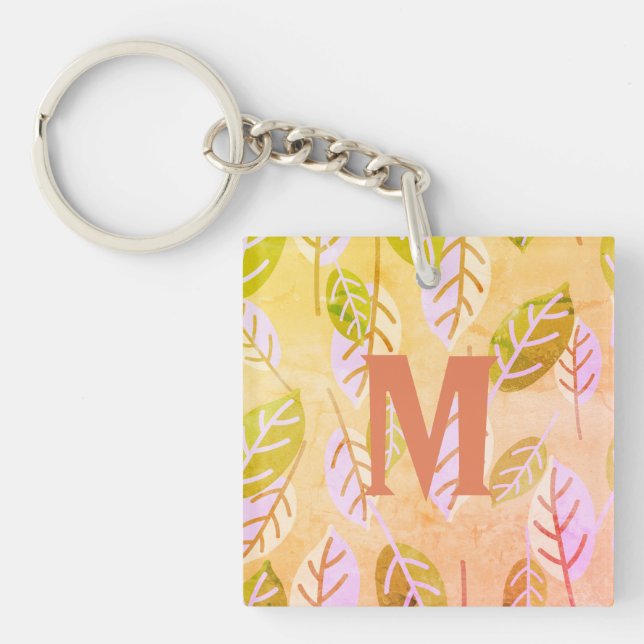 Porte-clés Porte - clé de feuilles Abstraites Monogrammed Ros (Devant)