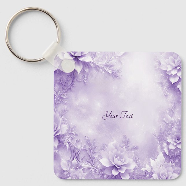 Porte-clés Porte - clé de fleurs blanches violettes (Recto)