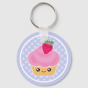 Porte-clés Porte - clé de fraise de petit gâteau de Kawaii