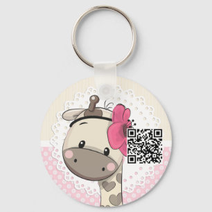 Porte-clés Porte - clé de Girafe rose bébé personnalisé