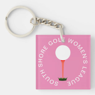 Porte-clés Porte - clé de golf en acrylique rose customisé Me