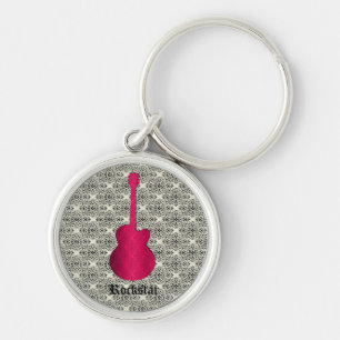 Porte-clés Porte - clé de guitare Rockstar Damask, Magenta