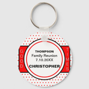 Porte-clés Porte - clé de la famille Reunion Rouge Pois