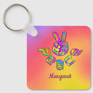 Porte-clés Porte - clé de la paix de teinture personnalisée