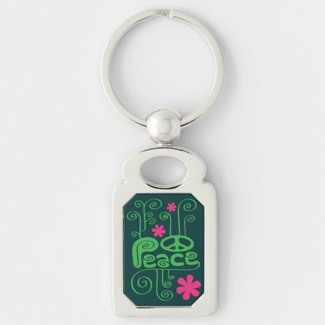 Porte-clés Porte - clé de la Paix Verte et Fleurs (Devant)