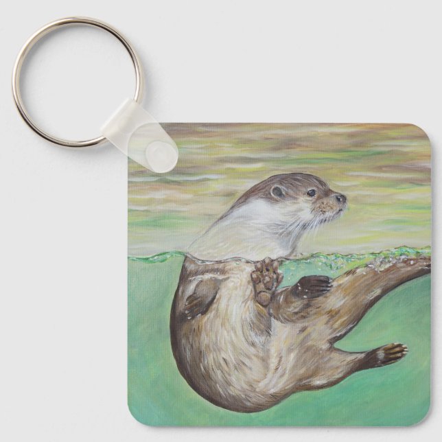 Porte-clés Porte - clé de la peinture de la loutre de rivière (Recto)