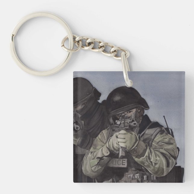 Porte-clés Porte - clé de l'équipe SWAT de police personnalis (Devant)