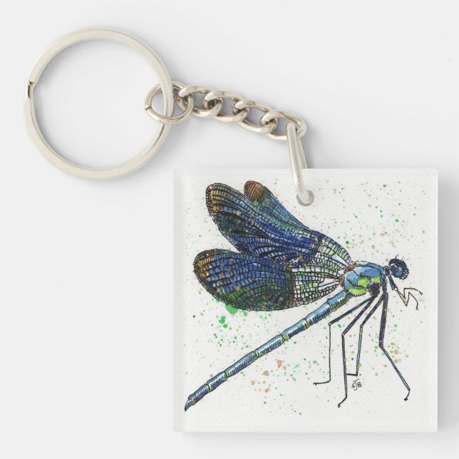 Porte-clés Porte - clé de libellules aquarelle (Devant)