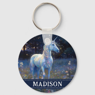 Porte-clés Porte - clé de licorne bleu magique avec nom perso
